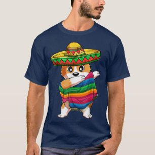 Dabbing Corgi Dog Mexican Poncho Sombrero Cinco de T-Shirt