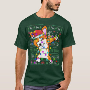 Dabbing Corgi Fairy Lights Ugly Christmas Sweater
