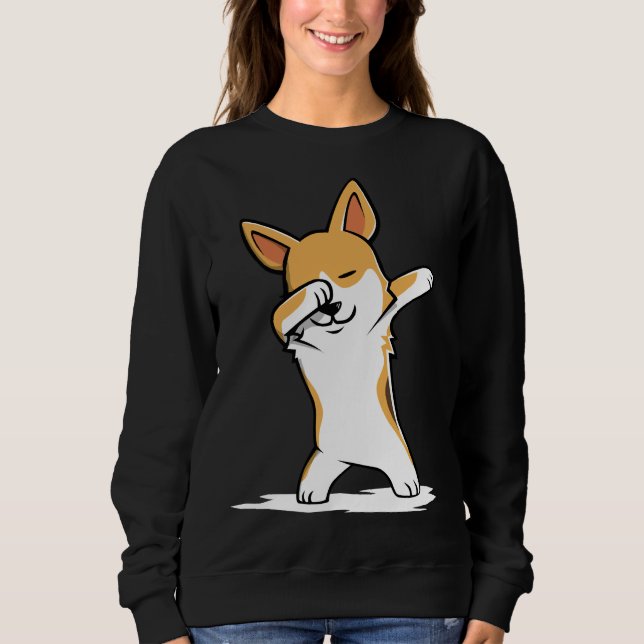 Dabbing Corgi Funny Sweatshirt (Front)