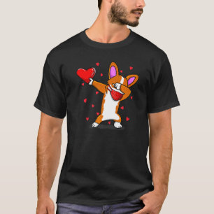 Dabbing Corgi With Face Mask Valentines Day Costum T-Shirt