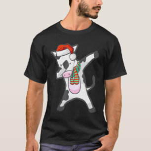Dabbing Cow Calf Christmas Santa Hat Scarf Dab T-Shirt