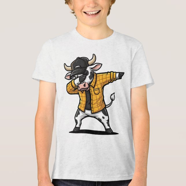 Dabbing Cow Funny Cute Dab Dance Tri-Blend Shirt (Front)