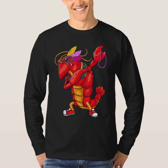 Dabbing Crawfish Mardi Gras T-Shirt (Front)