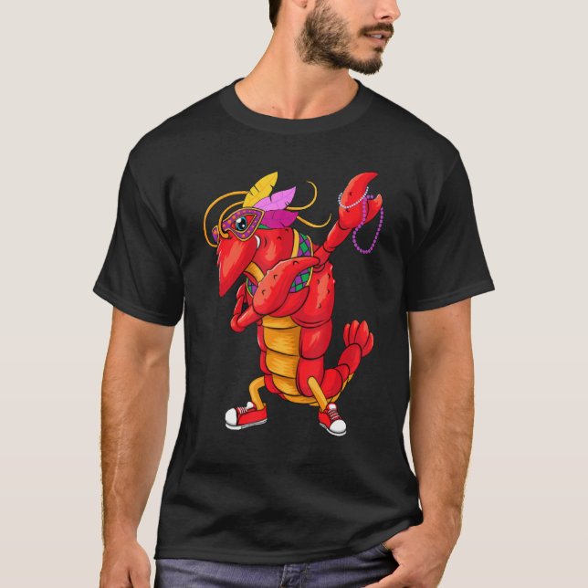 Dabbing Crawfish Mardi Gras T-Shirt (Front)