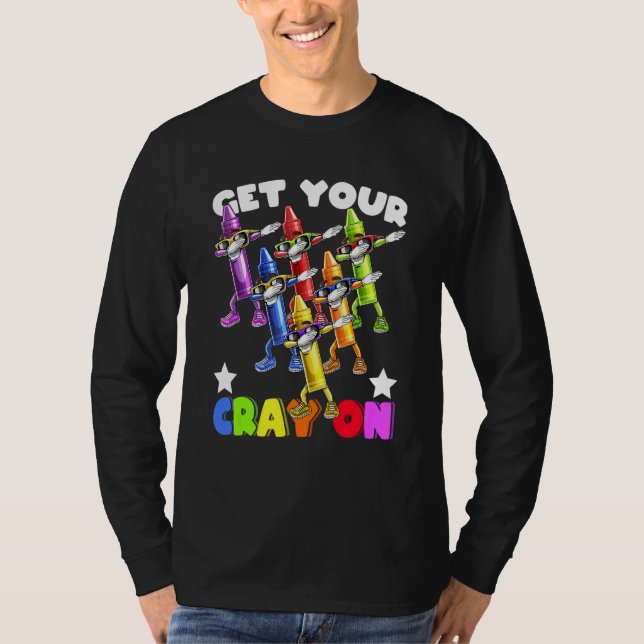 Dabbing Crayon Squad Back To School Kids Teachers T-Shirt (Front)