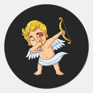 Dabbing Cupid Valentines Day Fun Boys Girls Kids  Classic Round Sticker