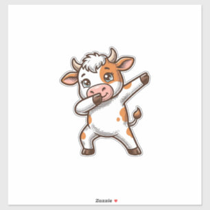 Dabbing Cute Cow Vintage Engraving T-Shirt Design_