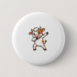 Dabbing Cute Cow Vintage Engraving T-Shirt Design_ 6 Cm Round Badge