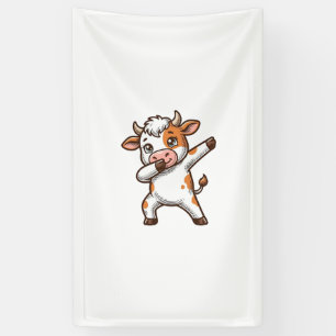 Dabbing Cute Cow Vintage Engraving T-Shirt Design_ Banner