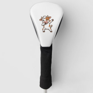 Dabbing Cute Cow Vintage Engraving T-Shirt Design_ Golf Head Cover