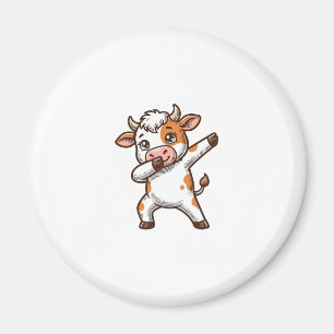 Dabbing Cute Cow Vintage Engraving T-Shirt Design_ Magnet