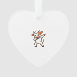 Dabbing Cute Cow Vintage Engraving T-Shirt Design_ Ornament