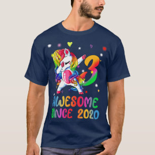 Dabbing Cute Unicorn 3 Year Of Being Awesome 3rd B T-Shirt