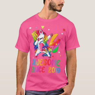 Dabbing Cute Unicorn 4 Year Of Being Awesome 4th B T-Shirt