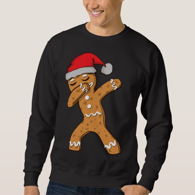Dabbing Dab Gingerbread Man Christmas Sweatshirt (Front)