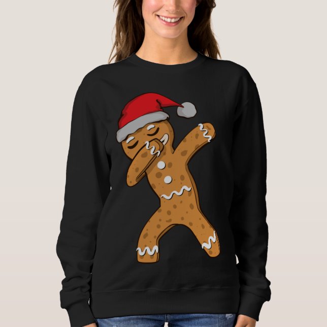 Dabbing Dab Gingerbread Man Christmas Sweatshirt (Front)