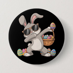 Dabbing Dab Rabbit Bunny Easter Eggs Basket 7.5 Cm Round Badge