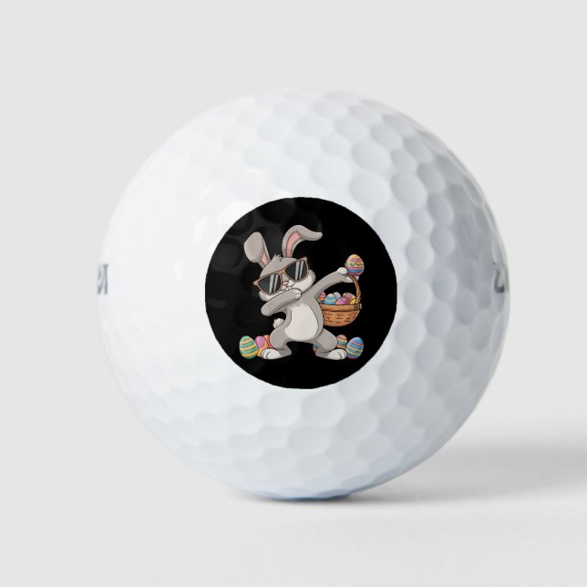 Dabbing Dab Rabbit Bunny Easter Eggs Basket Golf Balls (Front)