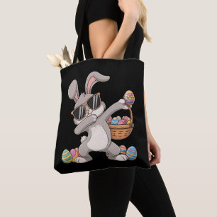 Dabbing Dab Rabbit Bunny Easter Eggs Basket Tote Bag