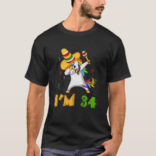 Dabbing Dab Unicorn Age 34 Years Birth Born Cinco T-Shirt