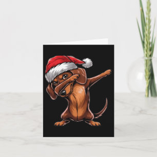 Dabbing Dachshund Santa Hat Christmas Dab Dance Gi Card