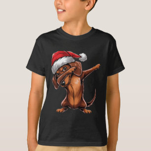 Dabbing Dachshund Santa Hat Christmas Dab Dance Gi T-Shirt