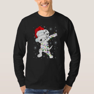 Dabbing Dalmatian Dog Wear Santa Hat Lights Christ T-Shirt