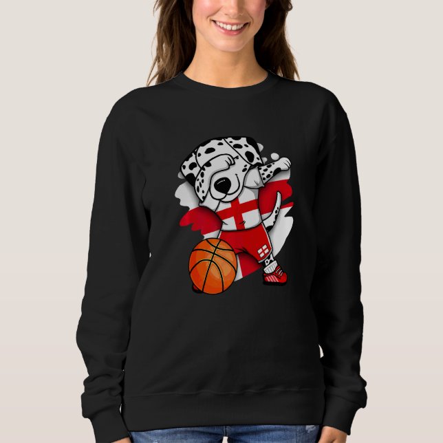 Dabbing Dalmatian England Basketball Fans Jersey B Sweatshirt (Front)