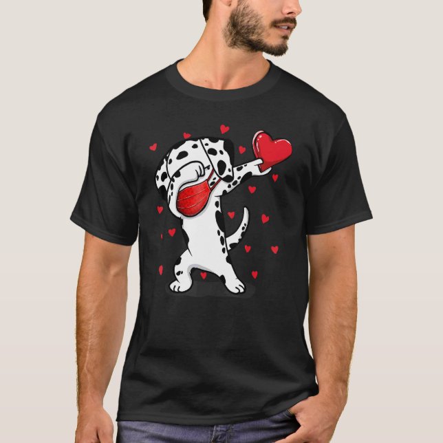 Dabbing Dalmatian & Face Mask Dab Dance Funny Vale T-Shirt (Front)