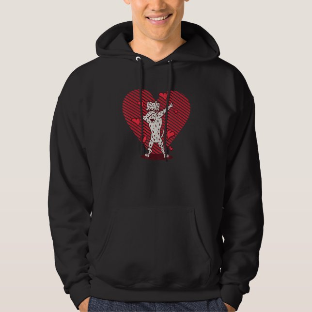 Dabbing Dalmatian Heart Valentines Day Dab Dance D Hoodie (Front)