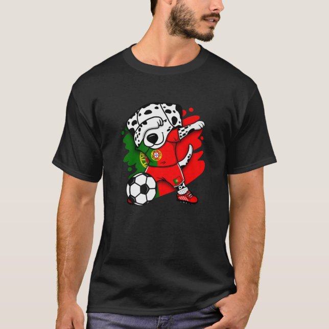 Dabbing Dalmatian Portugal Soccer Fans Jersey Foot T-Shirt (Front)