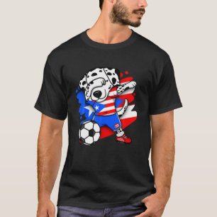 Dabbing Dalmatian Puerto Rico Soccer Fans Jersey F T-Shirt