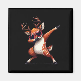 Dabbing Dance Deer Heart Sungles  Magnet