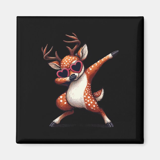 Dabbing Dance Deer Heart Sungles  Magnet (Front)