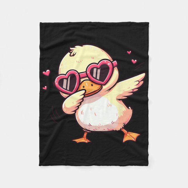 Dabbing Dance Duck Heart Sungles  Fleece Blanket (Front)