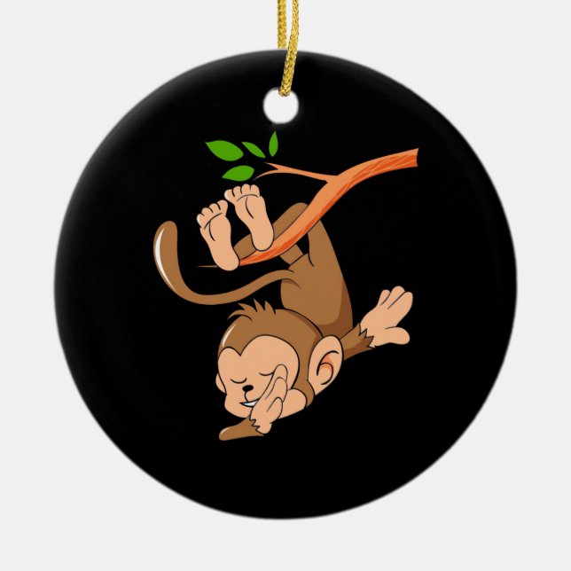 Dabbing Dance Monkey Ceramic Tree Decoration (Front)