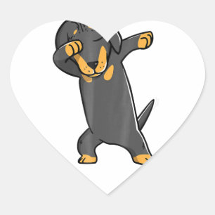 Dabbing Daschund Kids  Wiener Dog Costume Heart Sticker