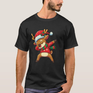Dabbing Deer Christmas Reindeer Kids Girls Boys Cu T-Shirt