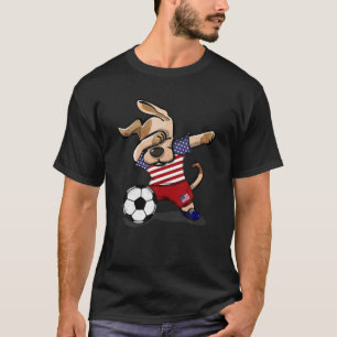 Dabbing Dog America Soccer Fans Jersey USA Flag Fo T-Shirt