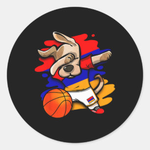 Dabbing Dog Armenia Sketll Fans Jersey Armenian Fl Classic Round Sticker