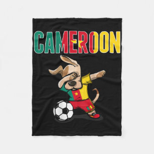 Dabbing Dog Cameroon Soccer Lovers Jersey Cameroon Fleece Blanket