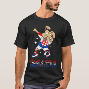 Dabbing Dog Croatia Croatian Flag Hrvatska Soccer  T-Shirt
