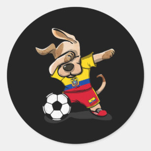 Dabbing Dog Ecuador Soccer Fans Jersey Ecuadorian Classic Round Sticker
