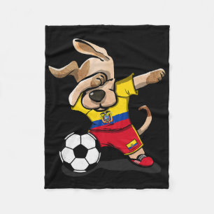 Dabbing Dog Ecuador Soccer Fans Jersey Ecuadorian Fleece Blanket