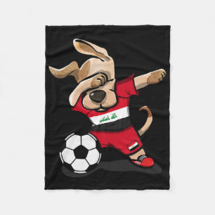 Dabbing Dog Iraq Soccer Fans Jersey Iraqi Football Fleece Blanket