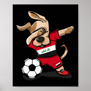 Dabbing Dog Iraq Soccer Fans Jersey Iraqi Football Poster
