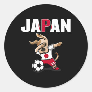 Dabbing Dog Japan Soccer Fans Jersey Japanese Flag Classic Round Sticker