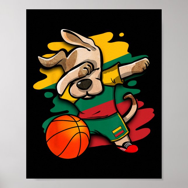 Dabbing Dog Lithuania Sketll Fans Jersey Lithuania Poster (Front)