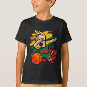 Dabbing Dog Lithuania Sketll Fans Jersey Lithuania T-Shirt