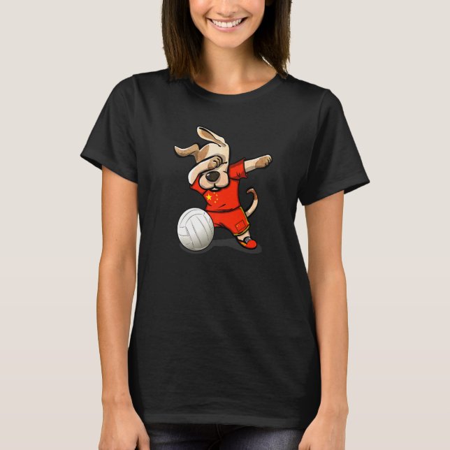 Dabbing Dog Proud China Volleyball Fans Jersey Chi T-Shirt (Front)
